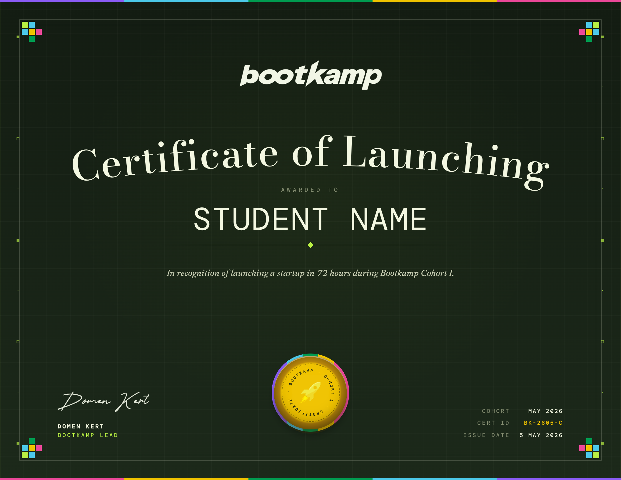 Bootkamp certificate sample