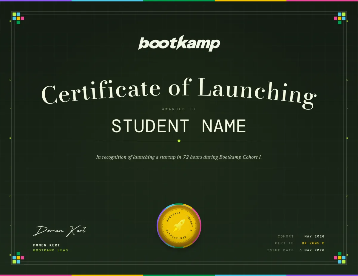 Bootkamp certificate sample